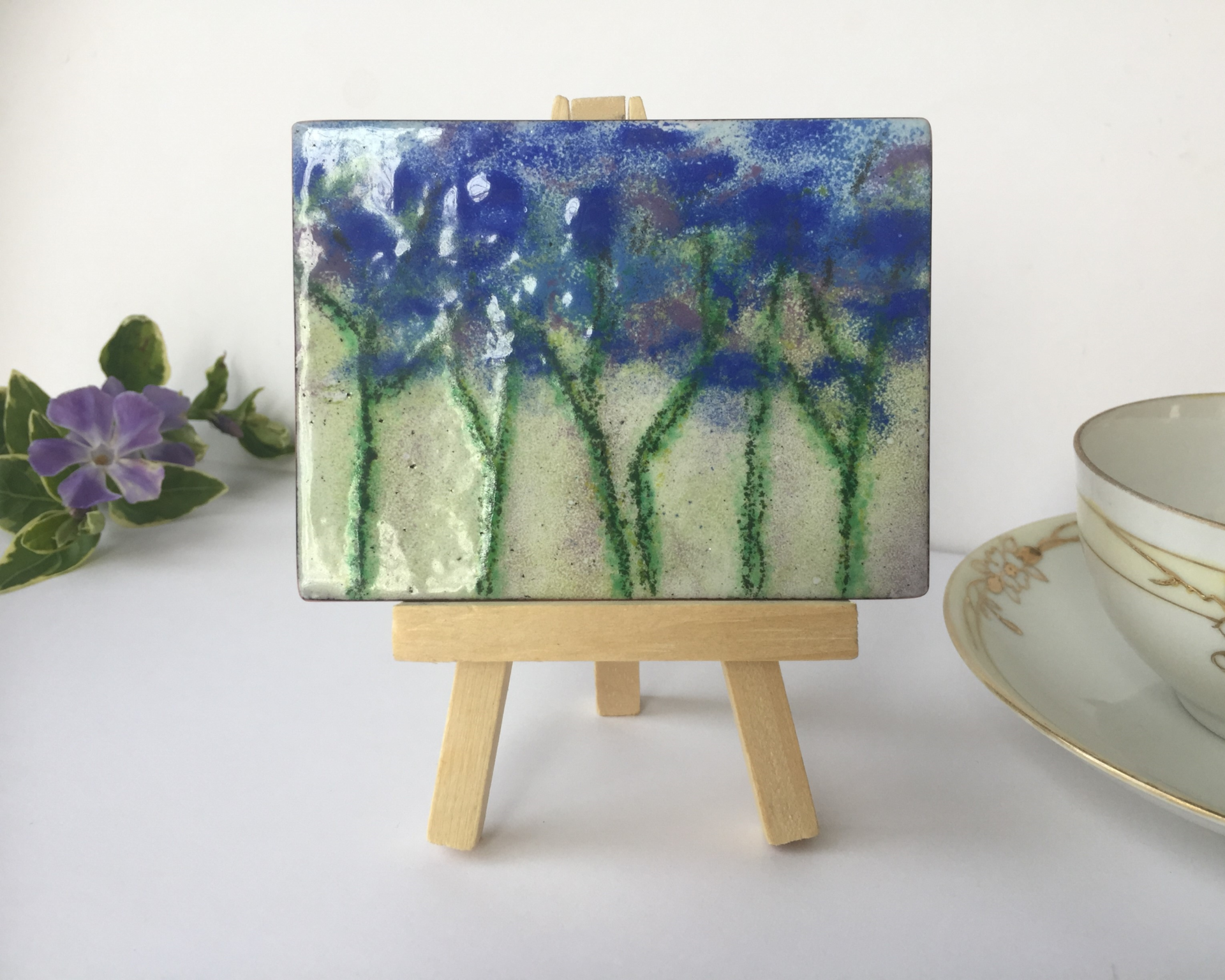 Mini Impressionist Floral Landscape Enamel on Copper PaintingProduct image